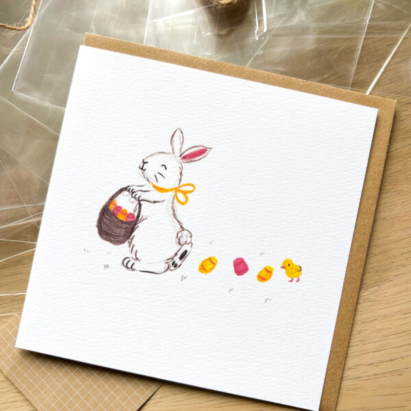 Easter Bunny Carrying Basket Card