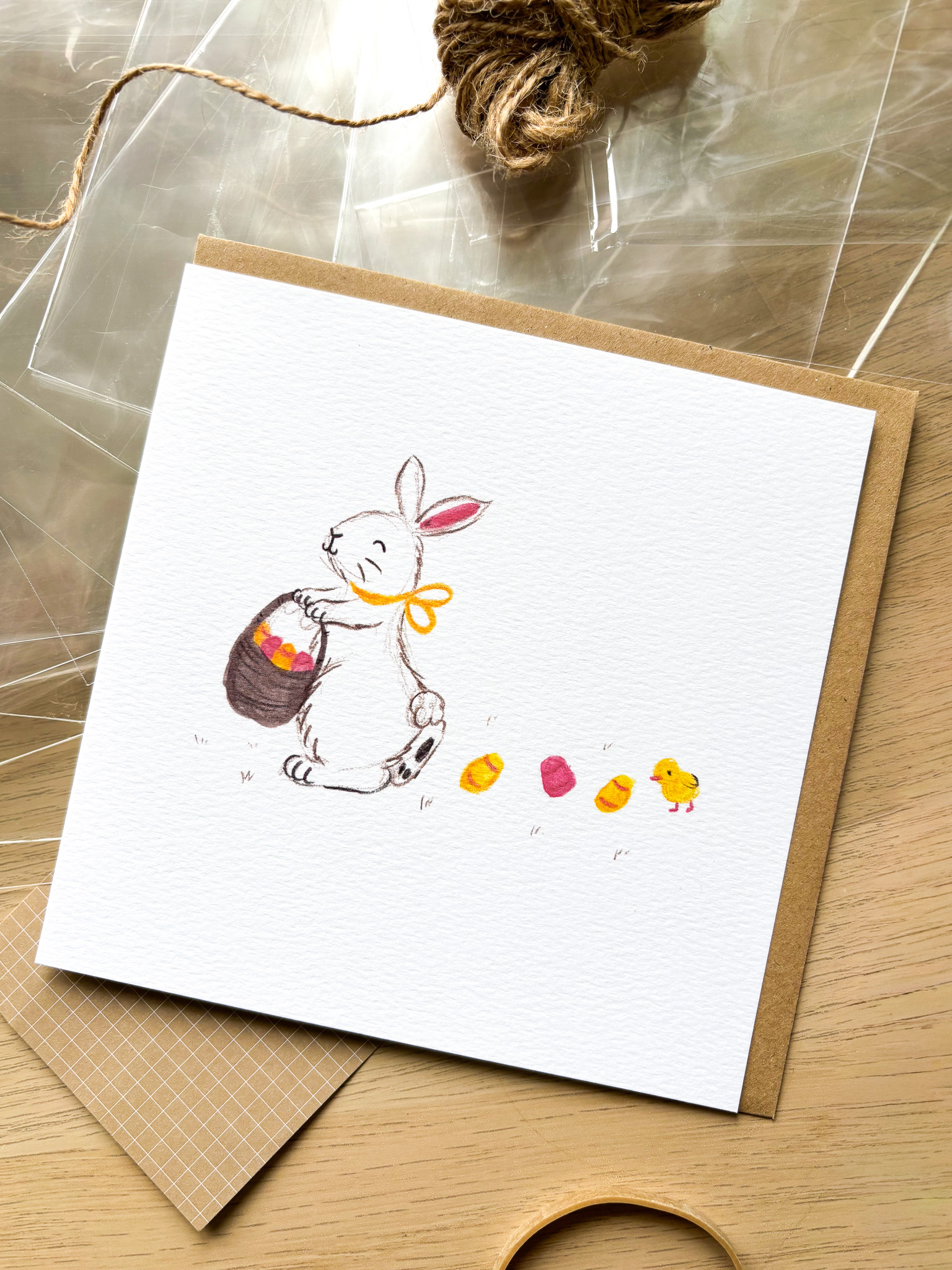 Easter Bunny Carrying Basket Card