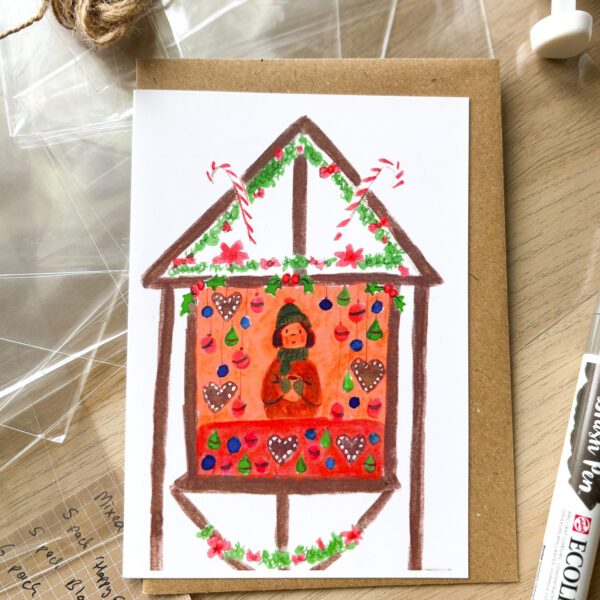 Christmas Market Stall Greetings Card