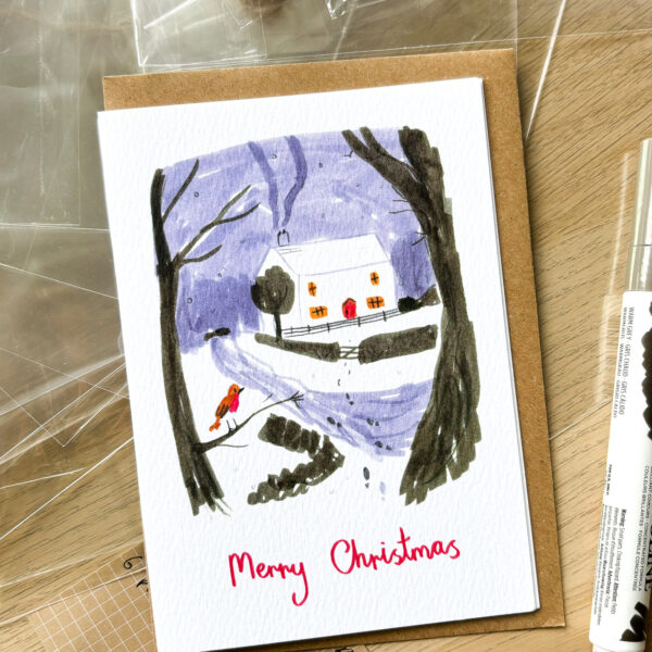 Country House in Snow Christmas Card