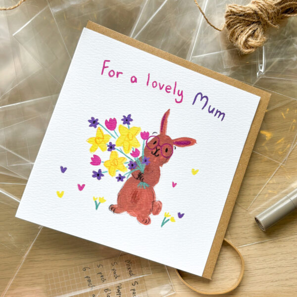 For a Lovely Mum / Mom Bunny Greetings Card