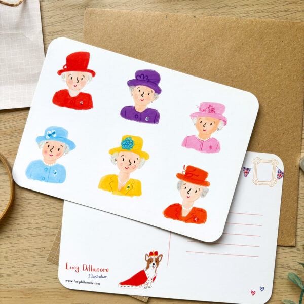 Queen Elizabeth Illustrated Postcard
