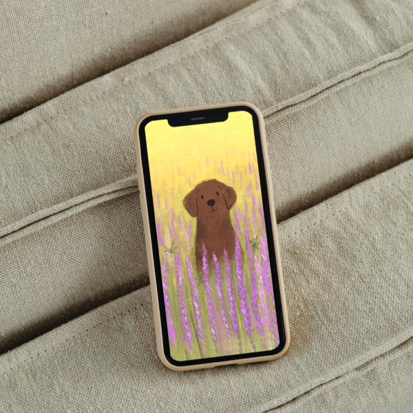 Labrador in Lavender Field Phone Wallpaper Instant DIGITAL DOWNLOAD